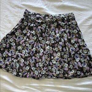 Forever 21 Floral Mini Skirt - Black and Purple